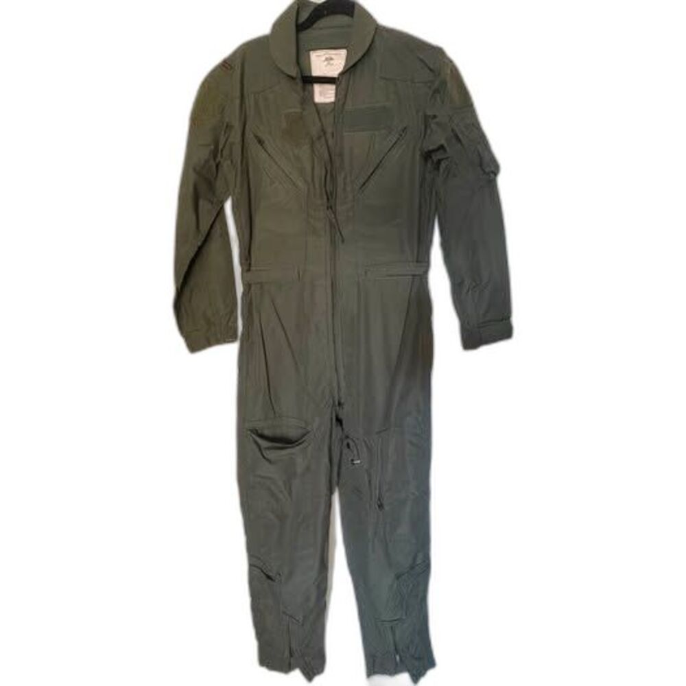 Vintage Military Flyers Coveralls Flight Suit 40L Green Hialeah Industries